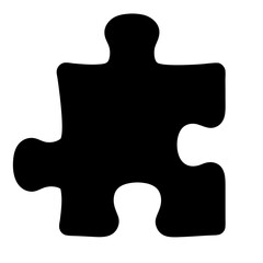 Poster - Single black jigsaw puzzle piece on a white background signifies connection