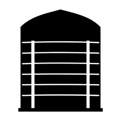 Poster - Silhouette of a building with horizontal lines and an archway roof