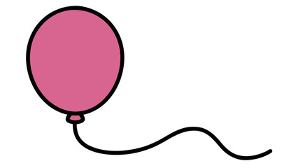 Poster - Illustration of a pink balloon with a black outline and string on a white background drawing created with generated ai