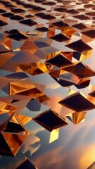 Wall Mural - Mirrored corner gold above the ocean