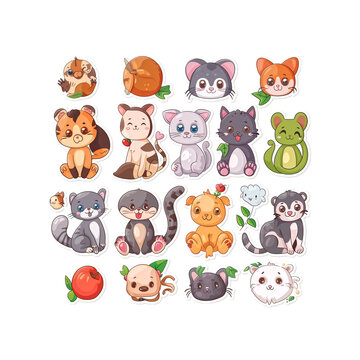 animal stickers with Thai phrases, sticker set for messaging app