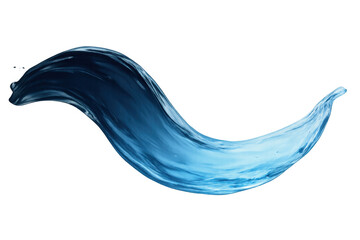 Poster - Water splash curving dynamically in deep blue, transparent backdrop highlighting fluid movement and crystalline clarity
