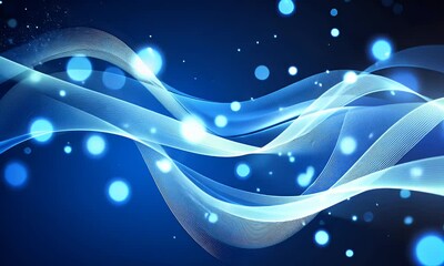 Fototapete - Blue background with smooth, curved lines, simple shapes, minimalistic design, glowing lights, gradients, vector graphics, 