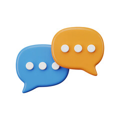 Poster - Blue and Orange Speech Bubbles with Dots on Transparent Background