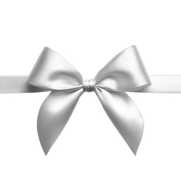 White ribbon bow on transparent background