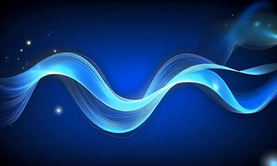 Fototapete - Blue background with smooth, curved lines, simple shapes, minimalistic design, glowing lights, gradients, vector graphics, 