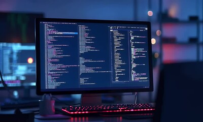 Aufkleber - 
The screen displays the code of an object in software development, which is shown against a dark blue background.