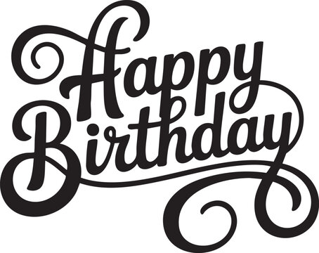Elegant Happy Birthday Calligraphy Design Vector Illustration