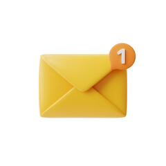 Poster - Yellow Envelope with Notification Number One on Transparent Background