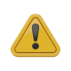 Aufkleber - Yellow Triangle Exclamation Point Sign 3D Rendering on Transparent Background