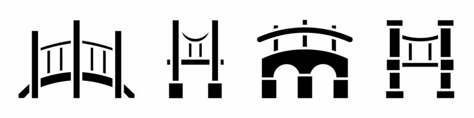 Poster - Bridge icon illustration. Black and white bridge icon set. Stock vector collection.