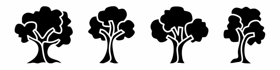 Poster - Tree icon illustration. Black and white tree icon set. Stock vector collection.