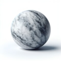 Aufkleber - A smooth marble sphere with intricate grey and white veining sits on a white surface calmly