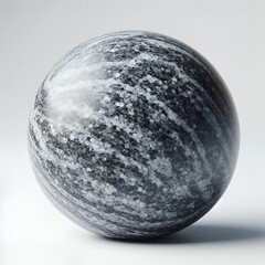 Aufkleber - A sphere of polished dark grey stone with swirling white veins, radiating subtle elegance.
