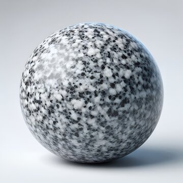 Realistic 3D sphere showcasing a speckled gray and white granite texture in clean studio lighting.