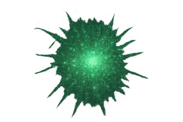 Poster - Verdant glitter particles dispersing, sparkling against transparent surface with dynamic, festive motion