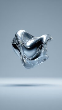Abstract metallic form against a light gray background.