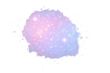 Poster - Pink and purple watercolor painting resembling a galaxy with shining stars and transparent background