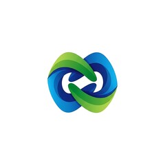 Poster - Abstract Infinity Symbol Logo Design in Blue and Green Gradient Colors
