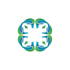 Poster - Abstract Floral Design with Green and Blue Colors on White Background