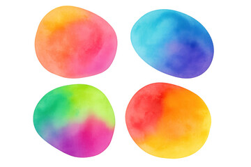 Poster - Four colorful watercolor spots forming an abstract design with a transparent background, suitable for various creative projects