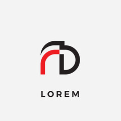 Aufkleber - FD letter logo vector icon in black and red