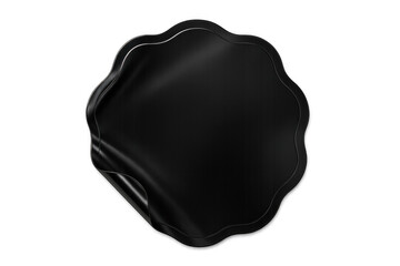 Fototapete - Round black sticker with curled corner on transparent background, creating a realistic peel effect