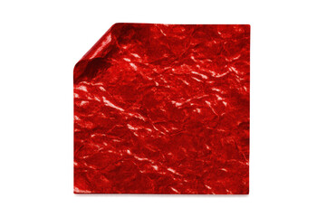 Poster - Crumpled red paper with folded edge, showcasing vibrant texture against transparent backdrop