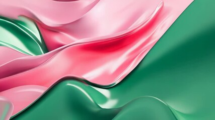 Aufkleber - Abstract pink and green waves flowing and mixing together