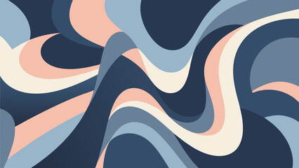 Poster - Abstract retro wavy pattern design with pastel colors and modern fluid shapes