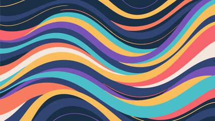 Poster - Abstract colorful wavy lines background with vibrant retro style and dynamic design