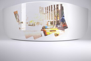 Poster - Abstract screen in room showing city