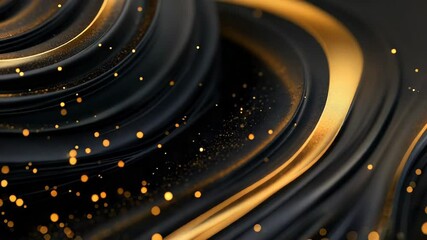 Aufkleber - Golden particles flowing on elegant black fabric waves