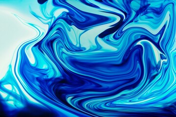 Poster - Abstract swirling blue liquid is creating dynamic gradient flow in flat design vector illustration