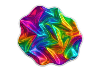 Poster - Vibrant, holographic, and iridescent abstract shape with a transparent background, perfect for modern and futuristic designs
