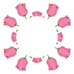 Poster - Composition of pink roses with copy space on white background