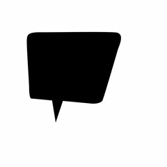 Fototapete - Black speech bubble is floating irregular rectangle with tail on white backdrop in flat design
