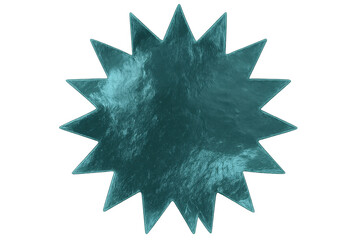 Fototapete - Turquoise metallic star shape with jagged edges, isolated on transparent background, ideal for graphic design projects
