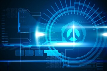 Poster - Blue technology interface with dial