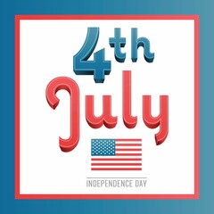 Leinwandbilder - Picture frame with 4th July text and American flag