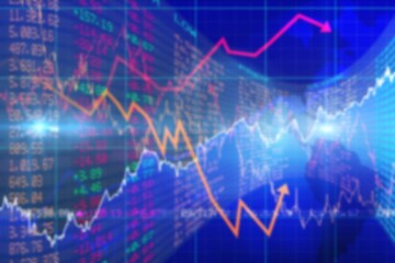 Leinwandbilder - Line graph and share prices list
