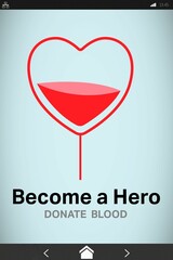 Poster - Become a Hero text with heart shape on screen