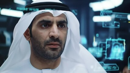 Arab Man Using Futuristic Technology