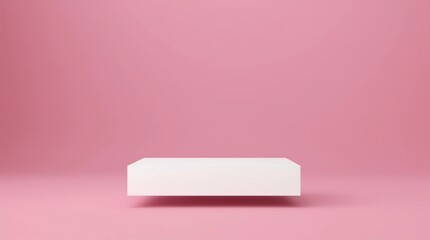 Fototapete - White pedestal or podium display with sweet platform concept on pink valentines background. Blank shelf stand for showing product. 3D rendering 