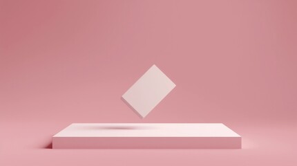 Fototapete - White pedestal or podium display with sweet platform concept on pink valentines background. Blank shelf stand for showing product. 3D rendering 