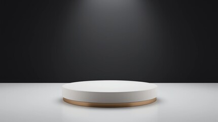 Leinwandbilder - Modern podium or pedestal display with platform concept on dark background. Blank shelf stand for showing product. 3D rendering