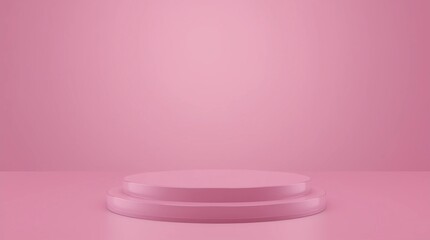 Leinwandbilder - Pink pedestal or podium display with sweet platform concept on valentines background. Blank shelf stand for showing product. 3D rendering