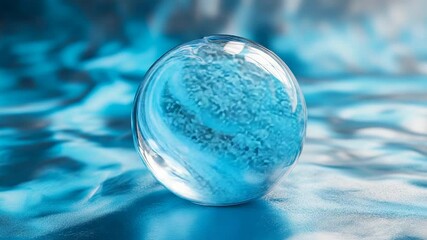 Aufkleber - Glass sphere exhibiting mesmerizing fluid dynamics in blue hues