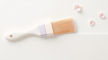 Poster - Painting with delicate strokes using a brush and blossoms on a blank canvas creates a peaceful and serene ambiance