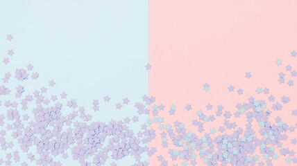 Poster - Pastel stars scattered across divided background confetti blue